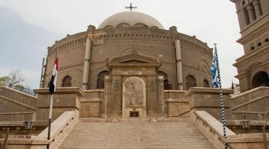 Exterior view of Ben Ezra Synagogue in Cairo showing historic architecture